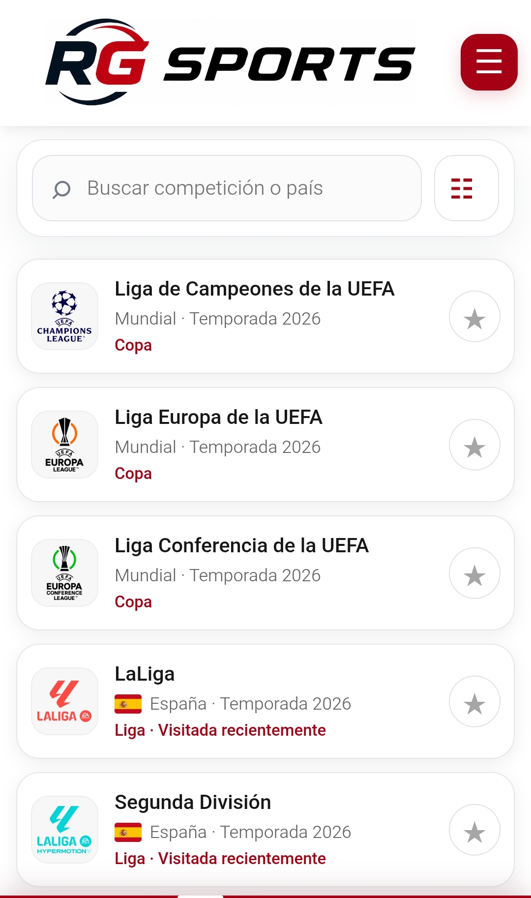 Todo el deporte en la palma de tu mano con RG Sports: Partidos, calendarios y resultados